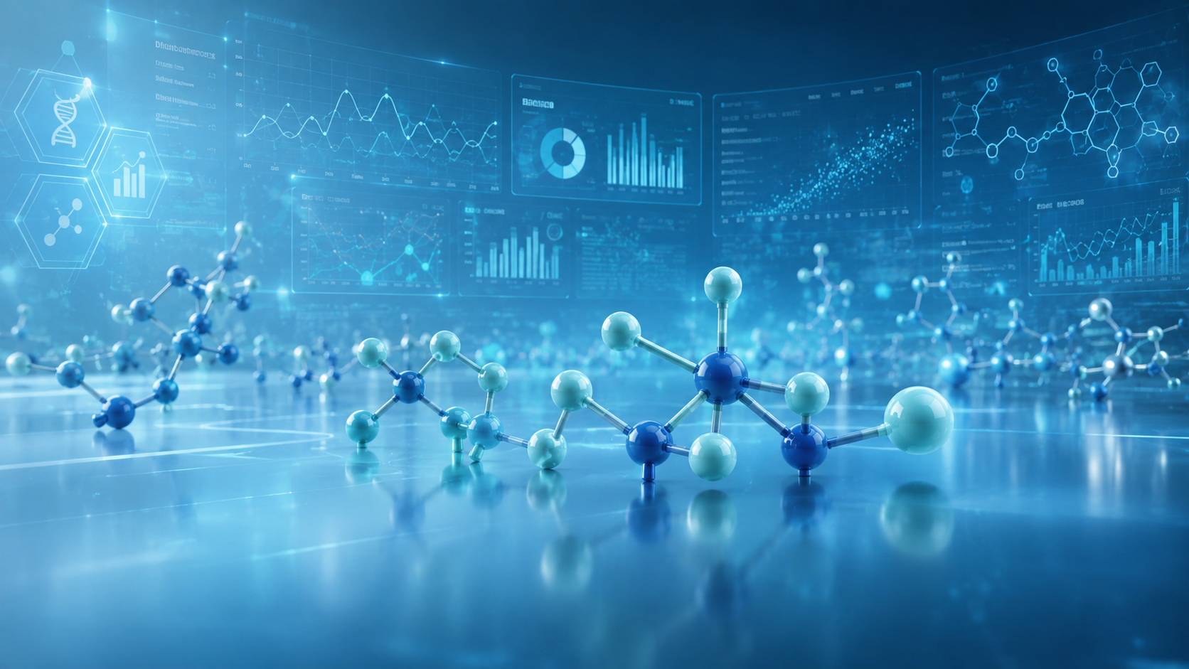 Molecular structures and analytical dashboard — oncology drug discovery platform